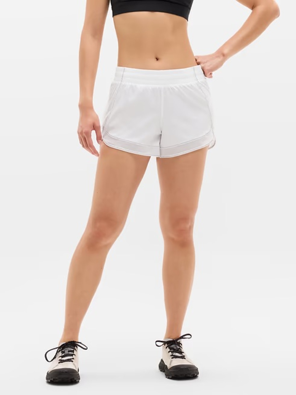 Athleta Mesh Racer Run 4” Short White Athleisure Athletic Running Women’s S